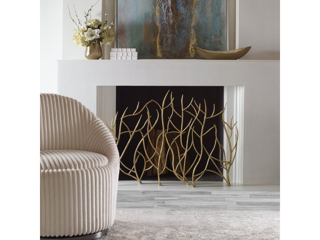 Gold Branches Decorative Fireplace Screen - image 1
