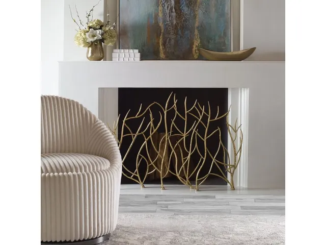 Gold Branches Decorative Fireplace Screen