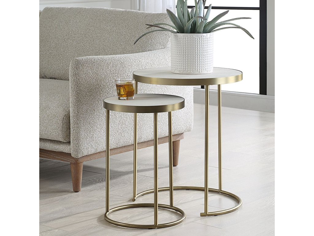Aragon Nesting Tables, S/2, White - image 1