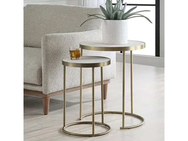 Aragon Nesting Tables, S/2, White - Alternative View