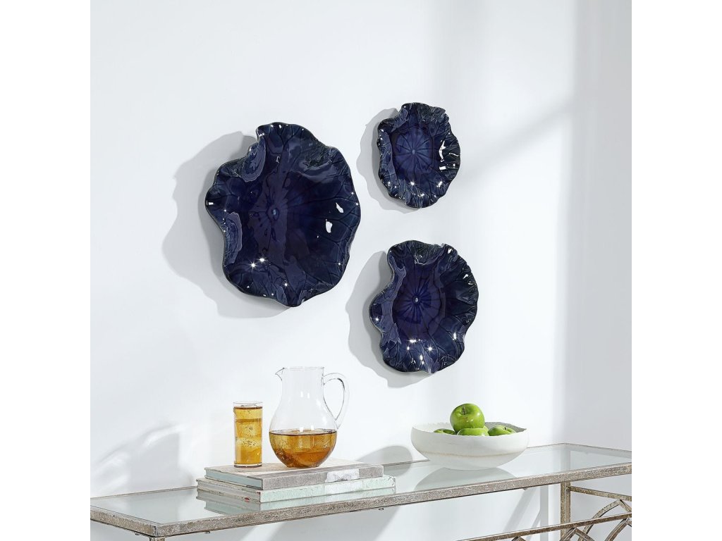 Abella Ceramic Outdoor Wall Decor, Cobalt, S/3 - image 5