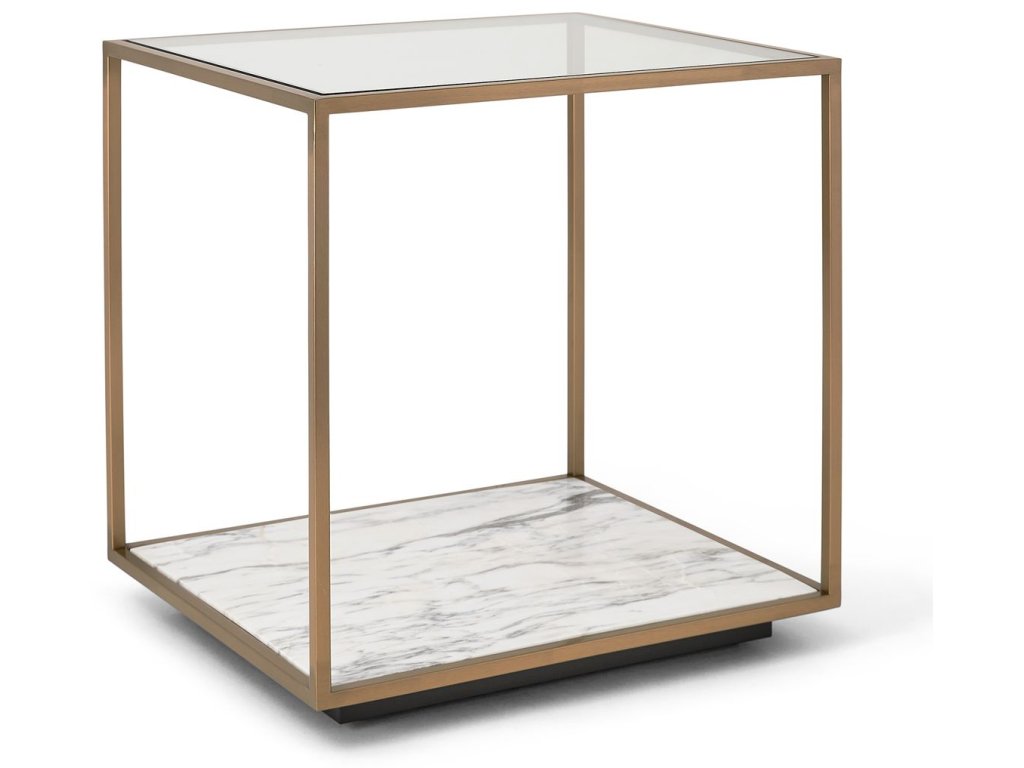 Floating Plane End Table - Marble/Brass - image 2