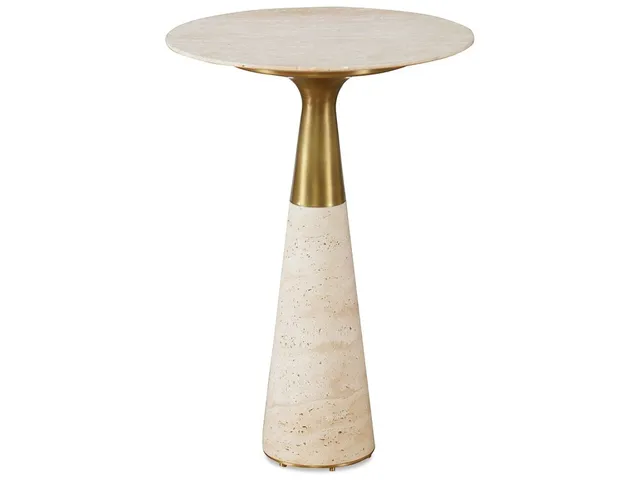 Pier Accent Table - Beige Travertine