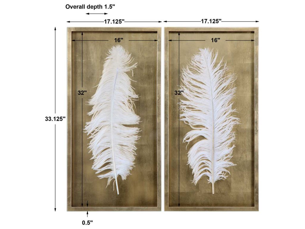 White Feathers Shadow Boxes, S/2 - image 2