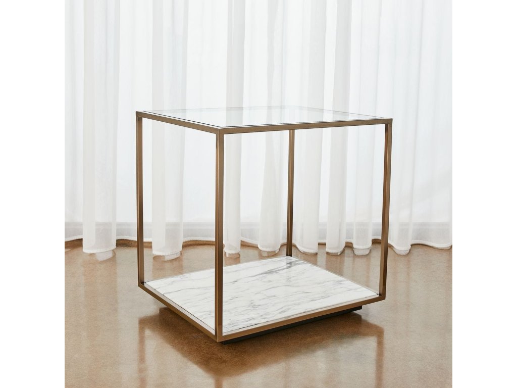 Floating Plane End Table - Marble/Brass - image 5