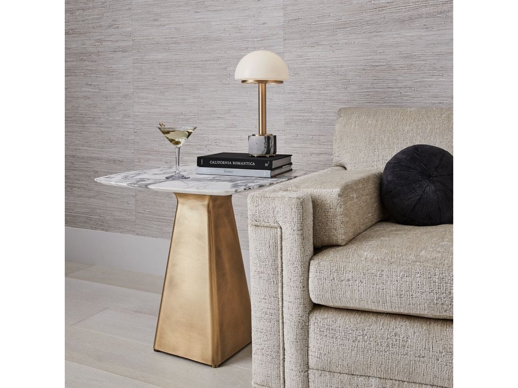 Equilateral Side Table - Arabescato/Brass, 2 Cartons - image 1