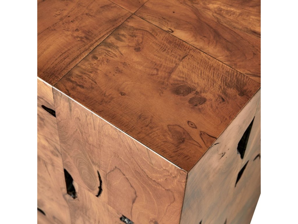 Teak Tac Toe Console Table - Caramel - image 4