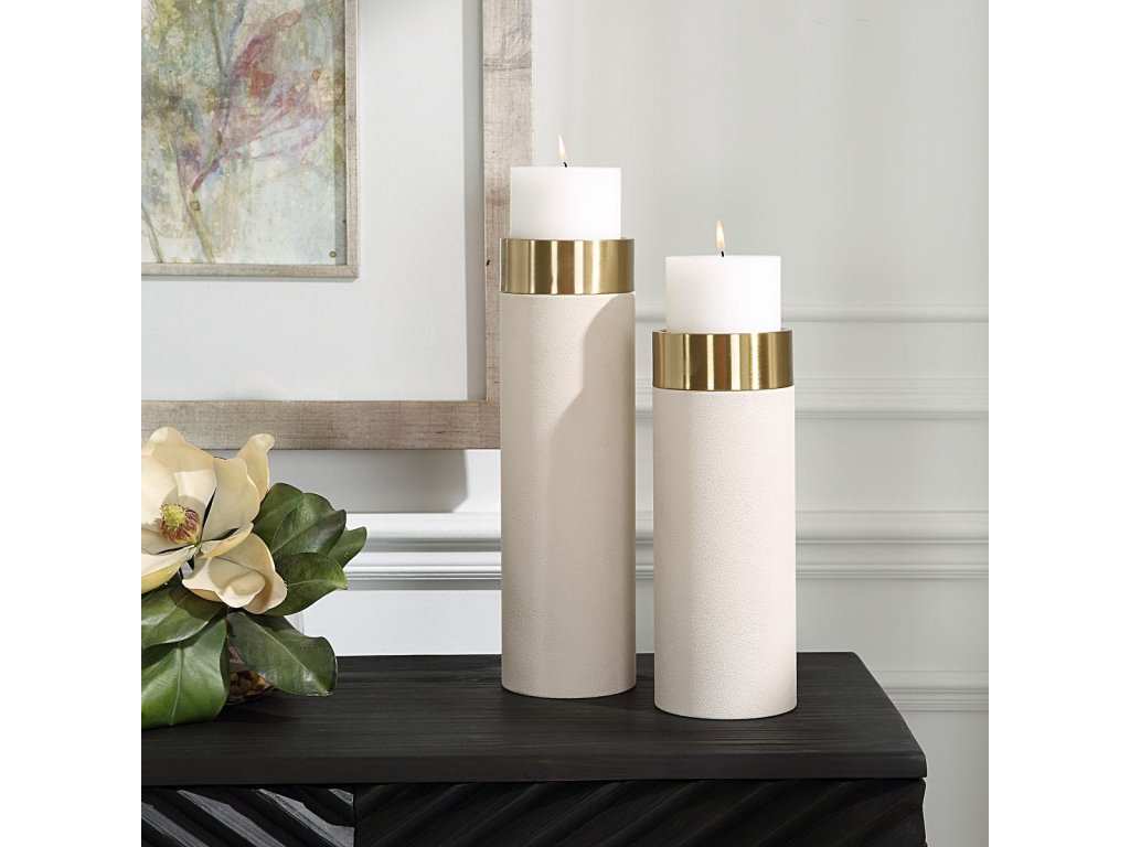 Wessex Candleholders, White, S/2 - image 2