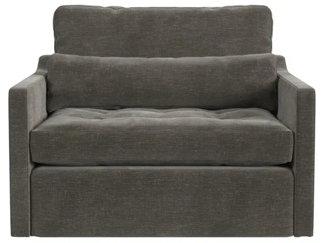 Slope Tufted Swivel Chair-And-A-Half - Lux Graphite - Alternative View