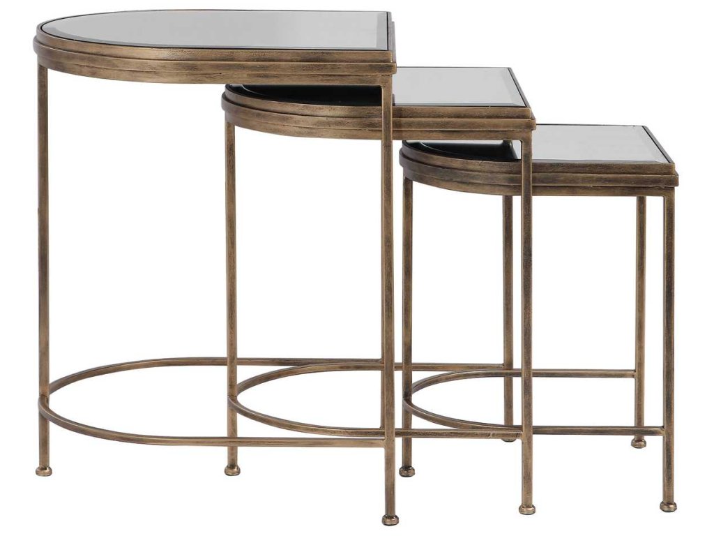 India Nesting Tables, Gold, S/3 - image 7