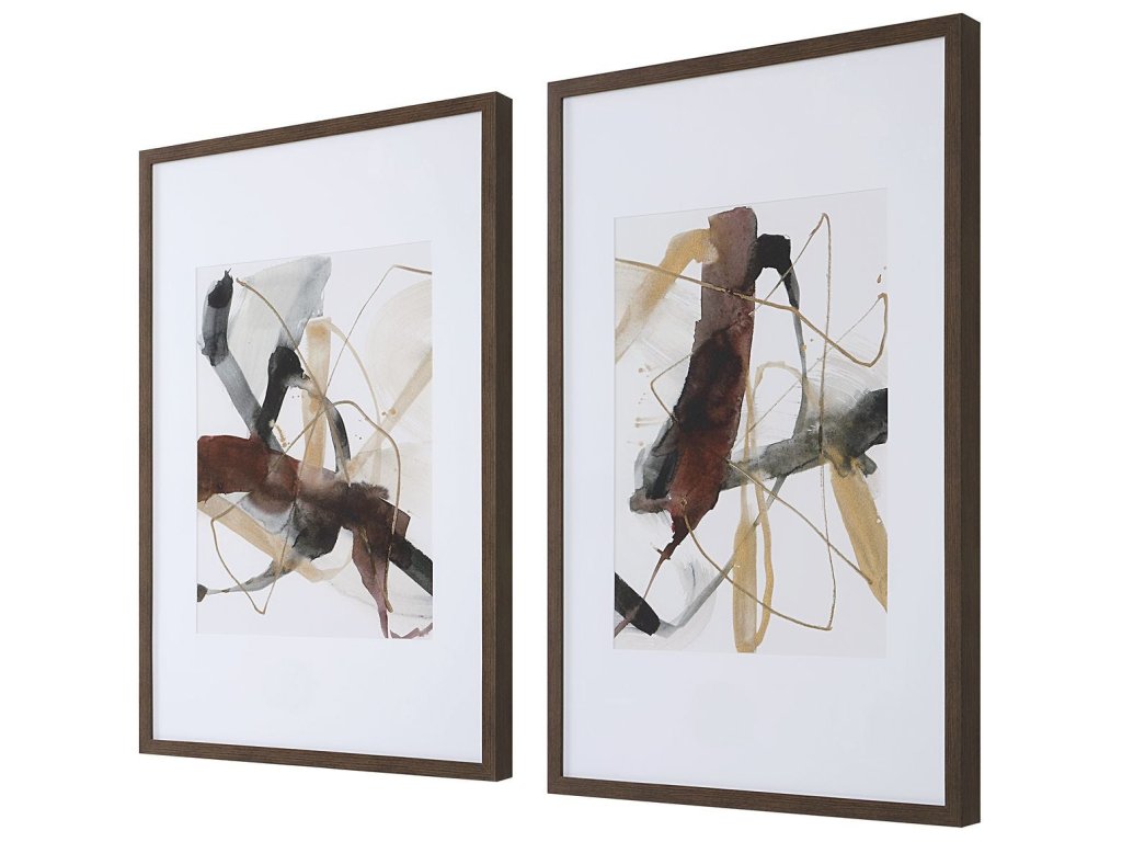 Burgundy Interjection Framed Prints, S/2 - image 2