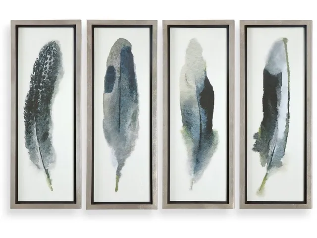 Feathered Beauty Framed Prints, S/4