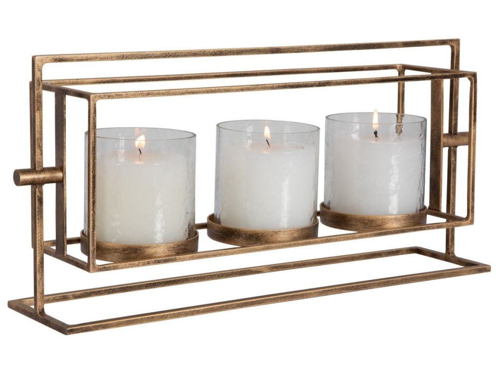 Wenman Triple Candleholder, Gold - image 2