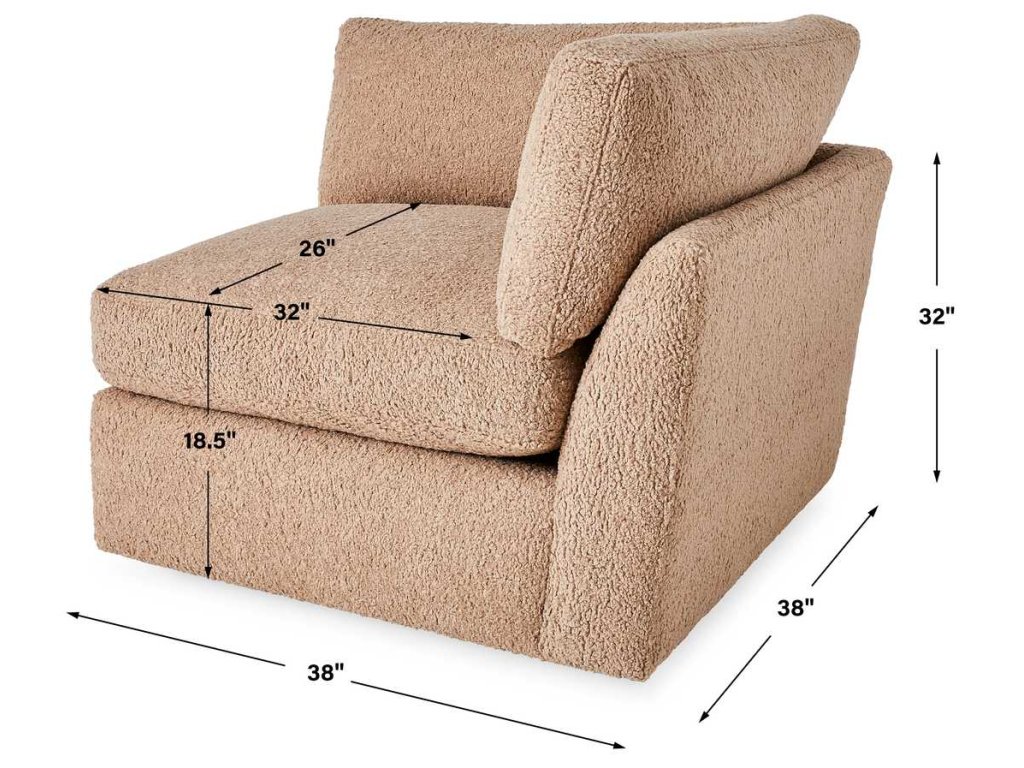 Slope Sofa, Corner - Toast Faux Sheepskin - image 6