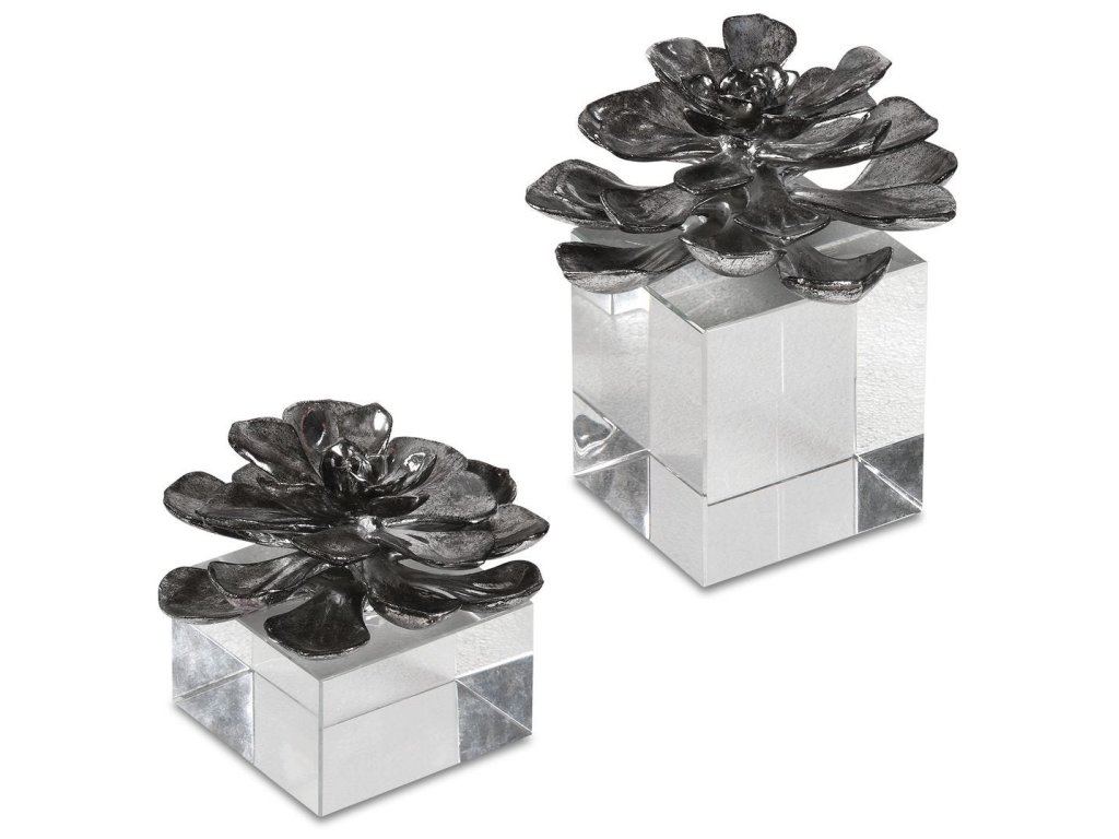 Indian Lotus Sculptures, S/2 - main image