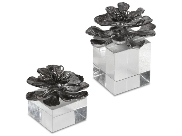 Indian Lotus Sculptures, S/2