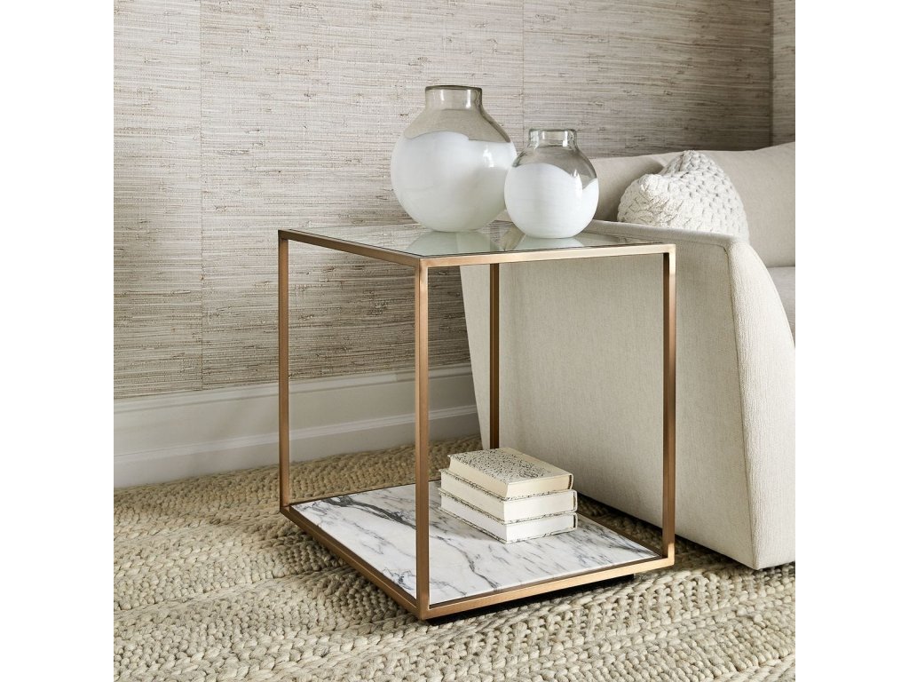 Floating Plane End Table - Marble/Brass - image 1