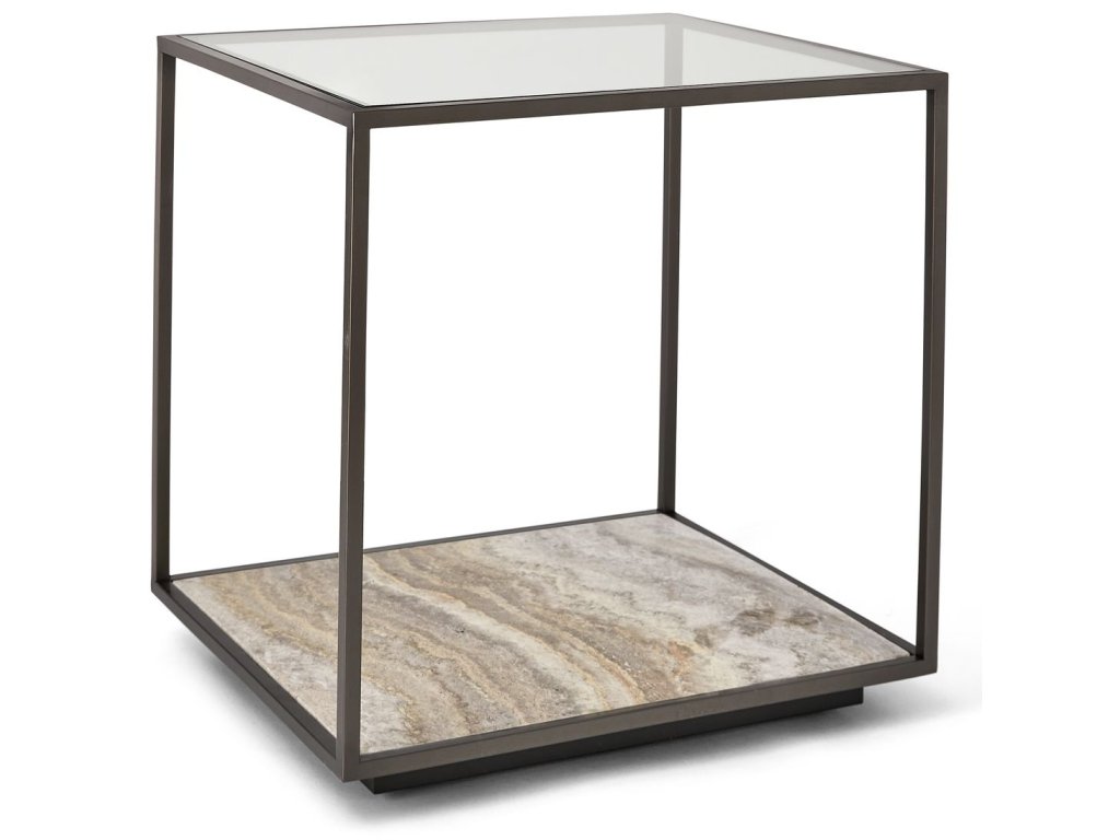 Floating Plane End Table - Travertine/Bronze - image 2