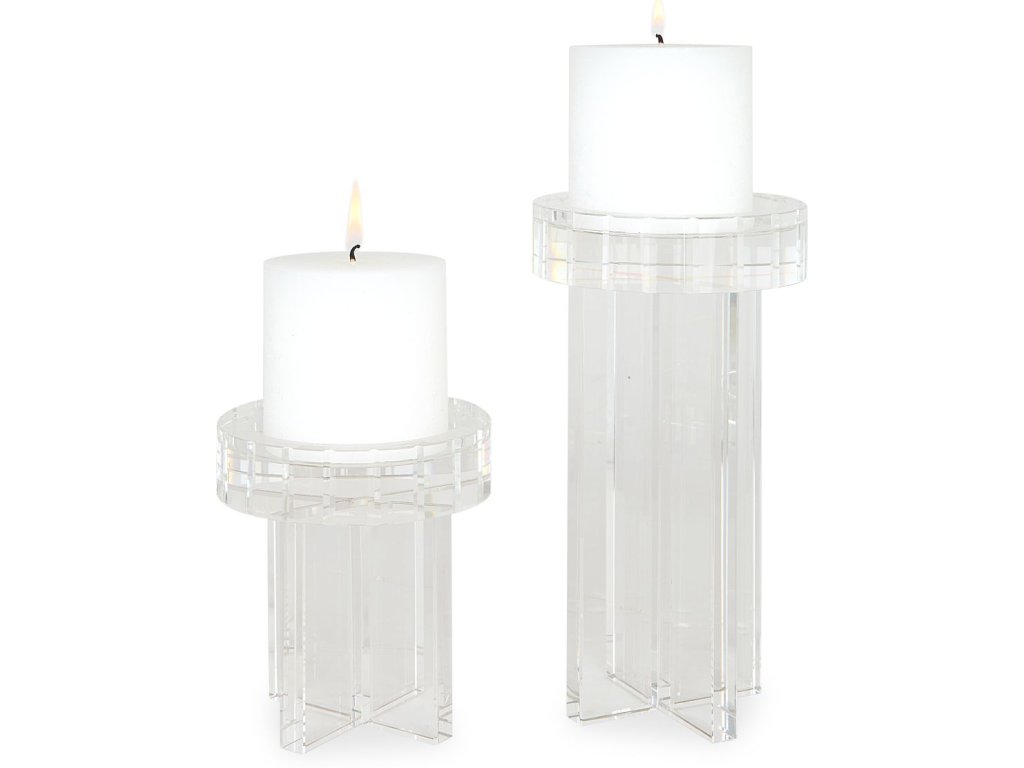 Crystal Pillar Candleholders, S/2 - main image