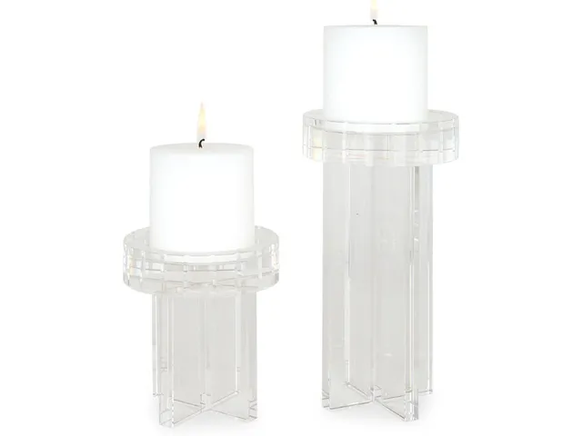 Crystal Pillar Candleholders, S/2