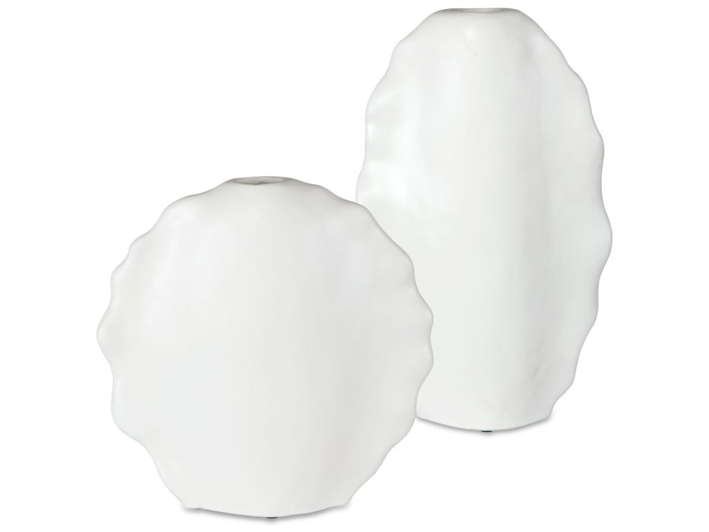 Ruffled Feathers Outdoor Vases, White, S/2 - main image