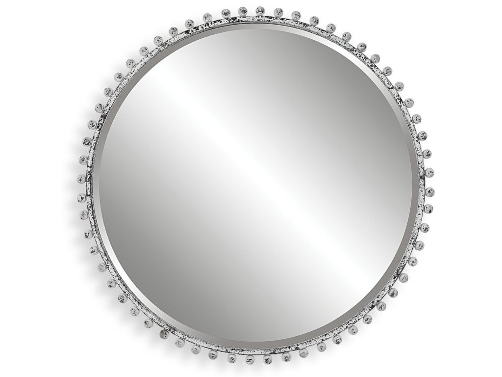 Taza Round Mirror, Antique White - main image