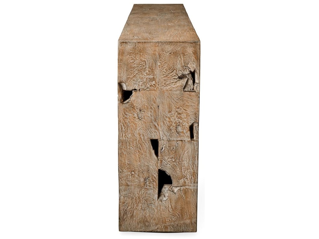 Teak Tac Toe Console Table - Light - image 3
