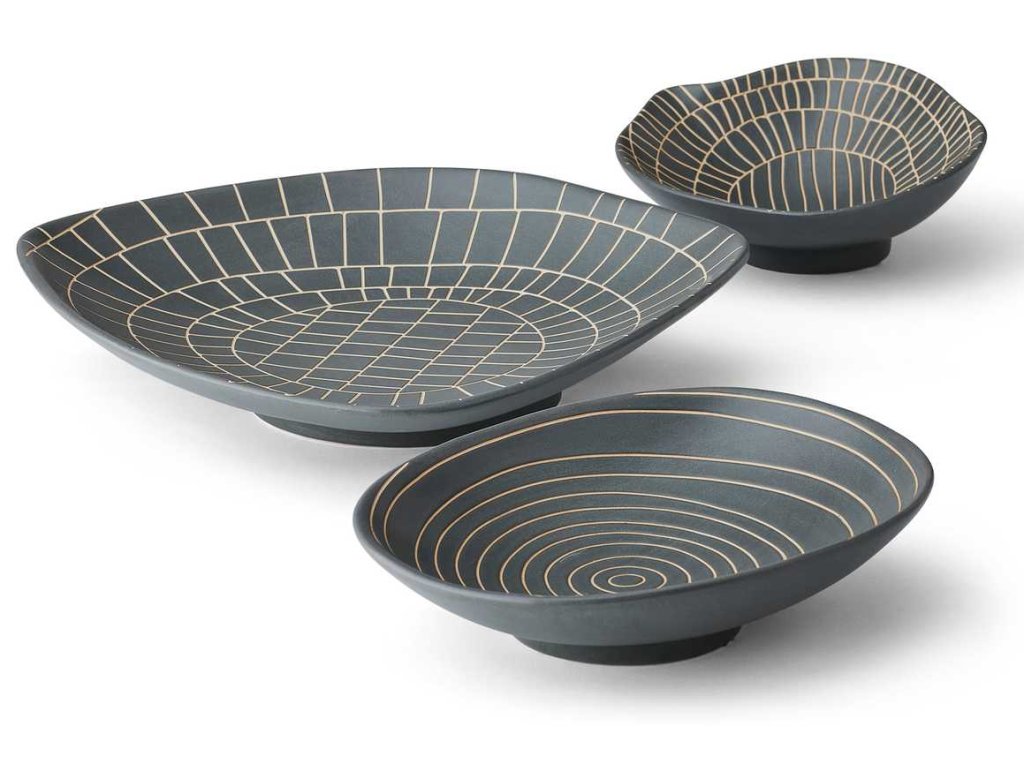 Hieroglyphics Bowls - Gray, S/3 - main image