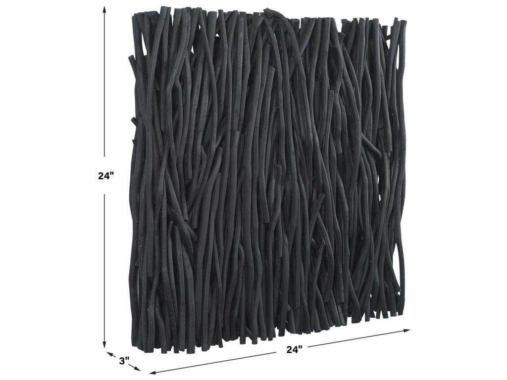 Gathered Teak Square Wood Wall Decor, Black - image 6