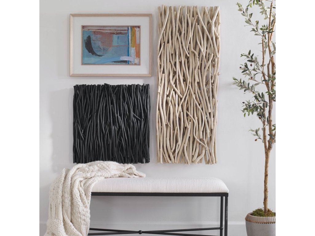 Gathered Teak Square Wood Wall Decor, Black - image 1