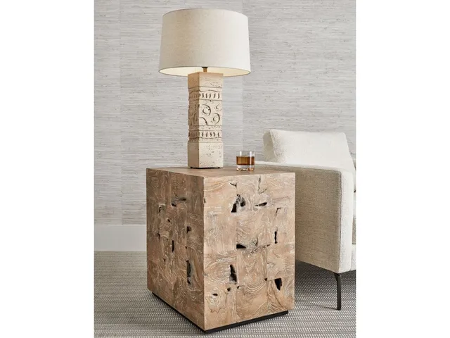 Teak Tac Toe End Table - Light