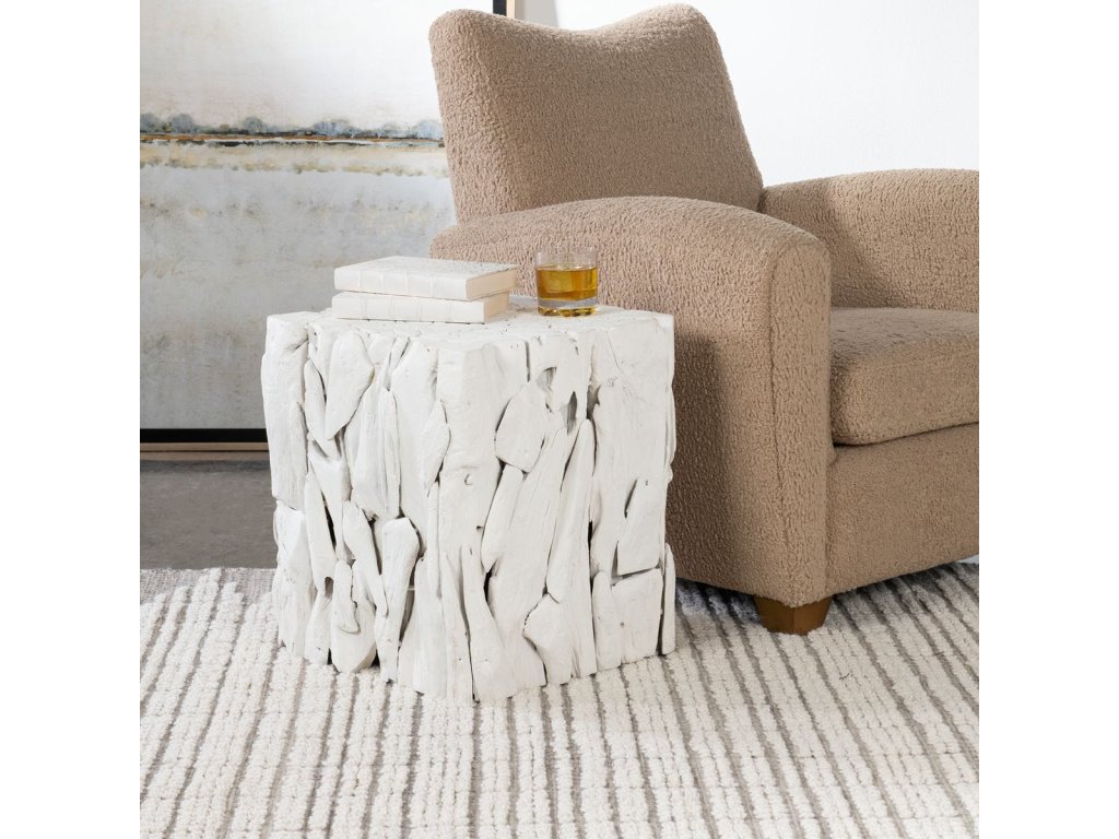 Teak Root Bunching Cube, White - image 1
