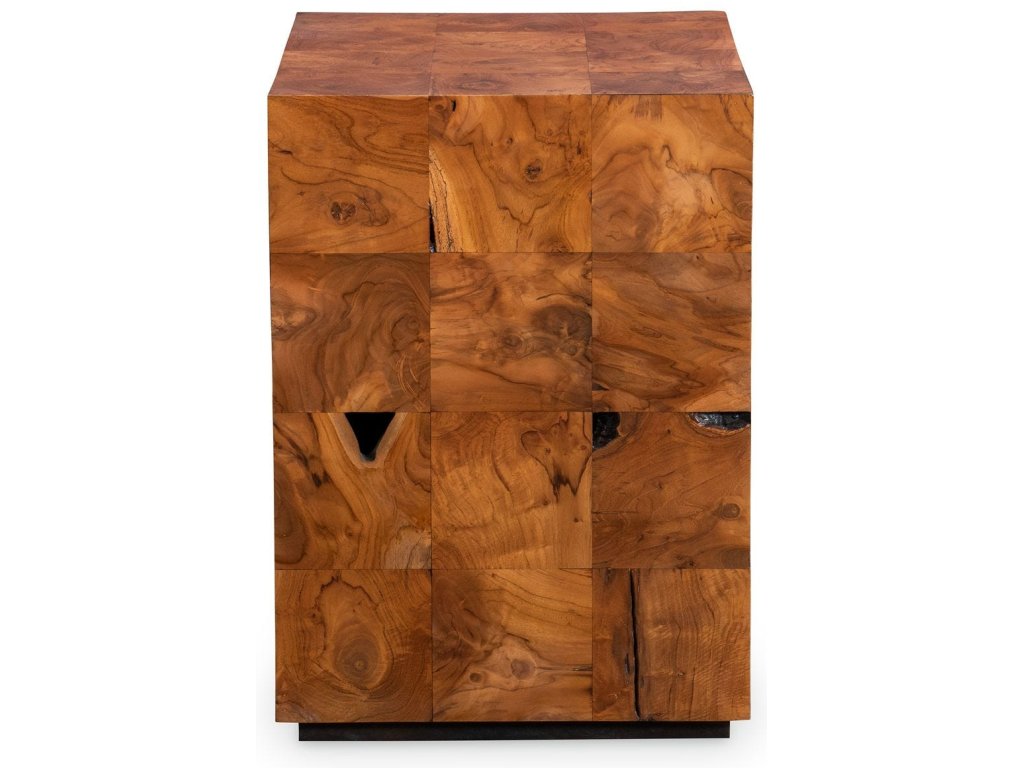 Teak Tac Toe End Table - Caramel - main image