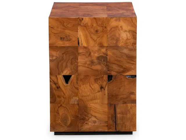 Teak Tac Toe End Table - Caramel