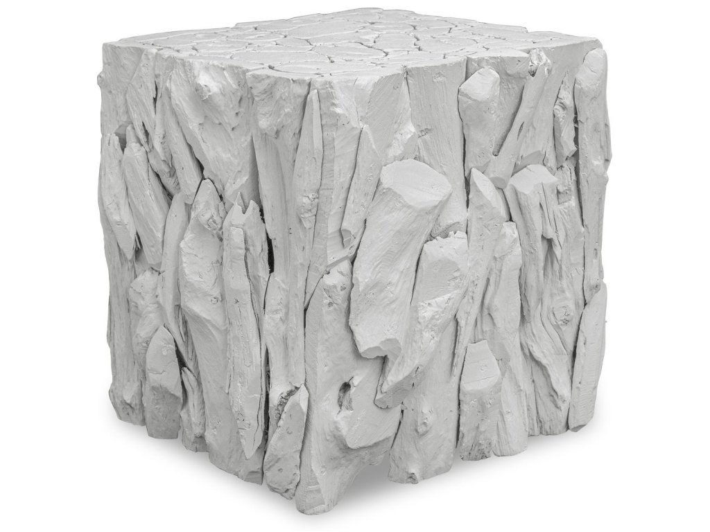 Teak Root Bunching Cube, White - main image
