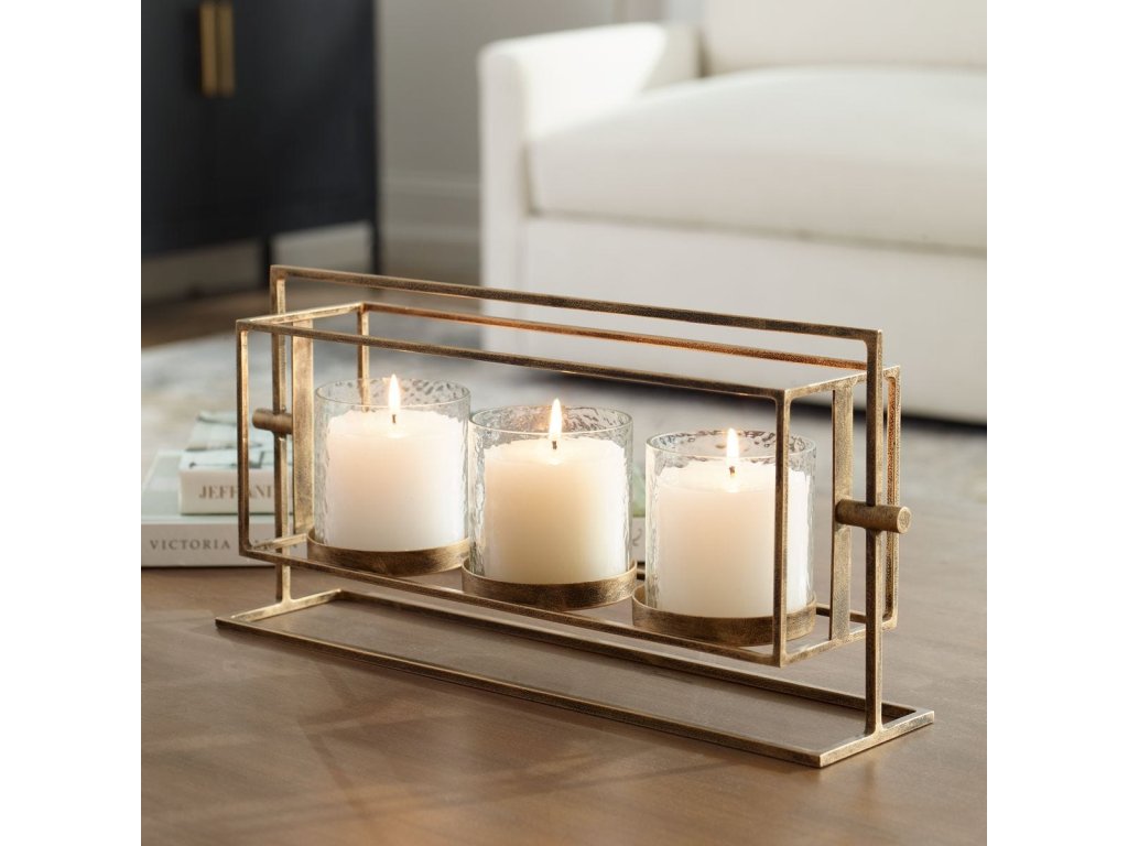 Wenman Triple Candleholder, Gold - image 1