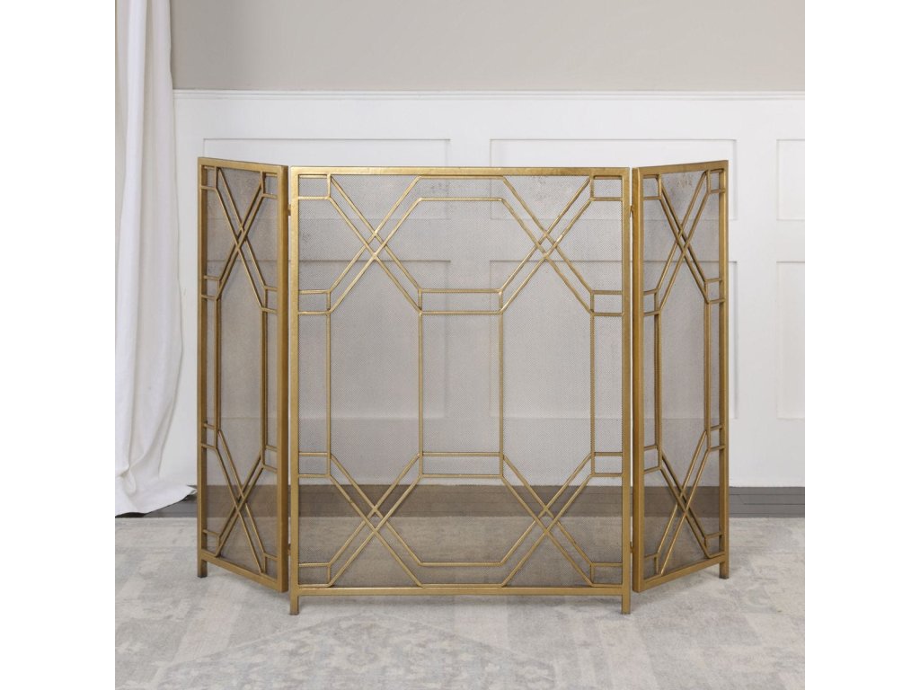 Rosen Fireplace Screen, Gold - image 2
