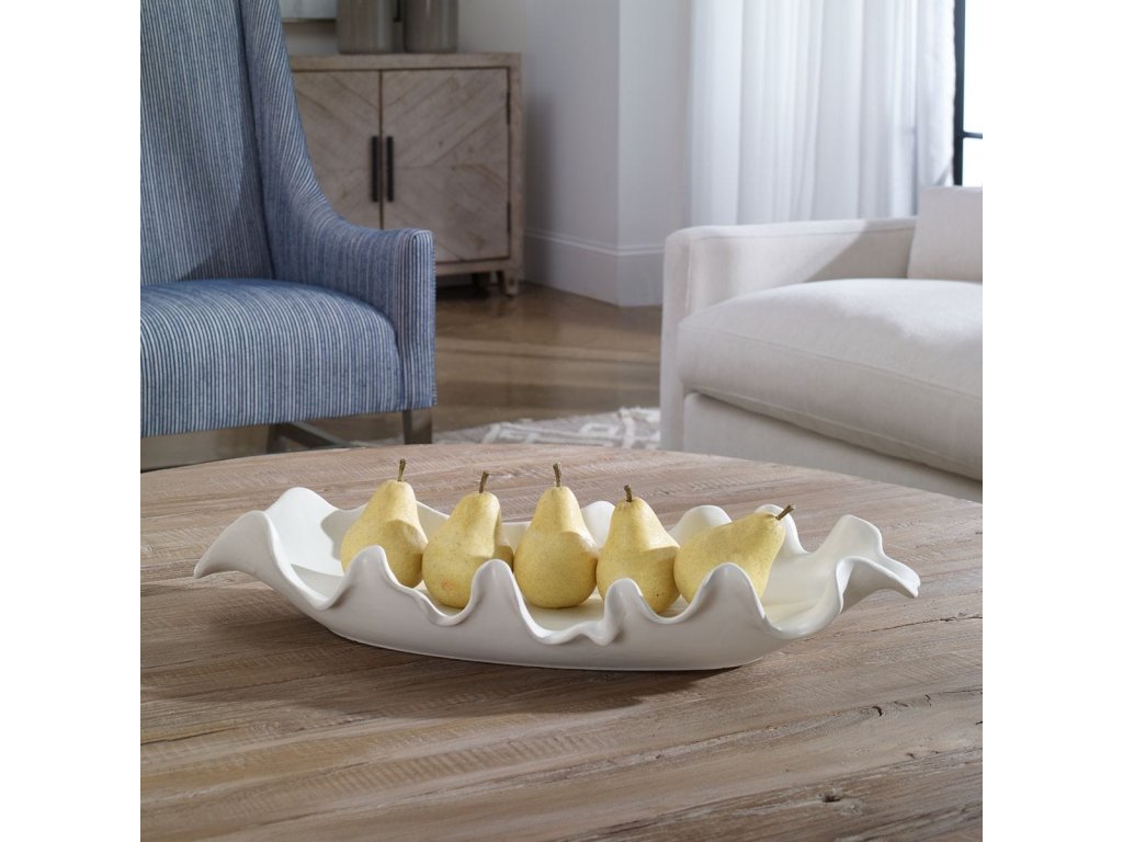 Ruffled Feathers Outdoor Bowl, White - image 1