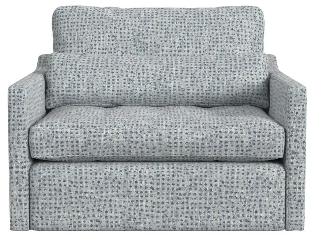 Slope Tufted Swivel Chair-And-A-Half - Dashing Blue