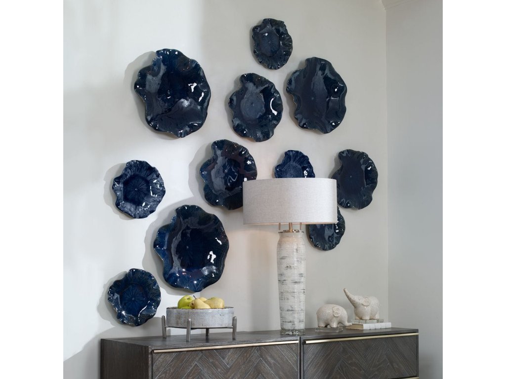 Abella Ceramic Outdoor Wall Decor, Cobalt, S/3 - image 6
