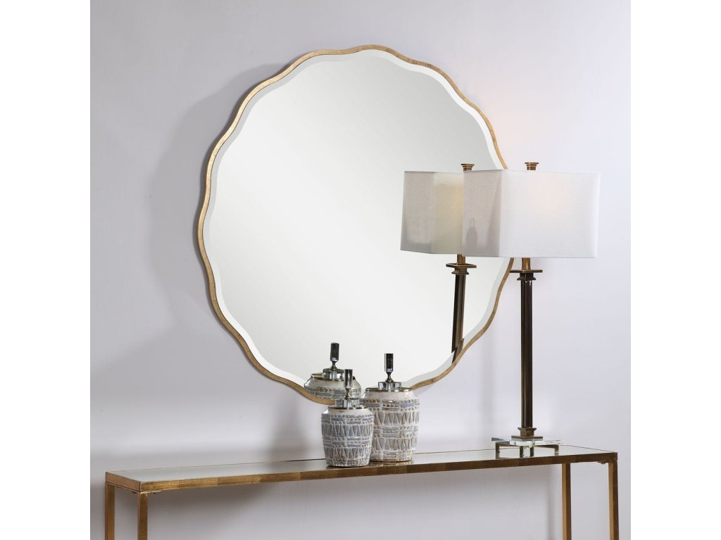 Aneta Round Mirror, Gold - image 4