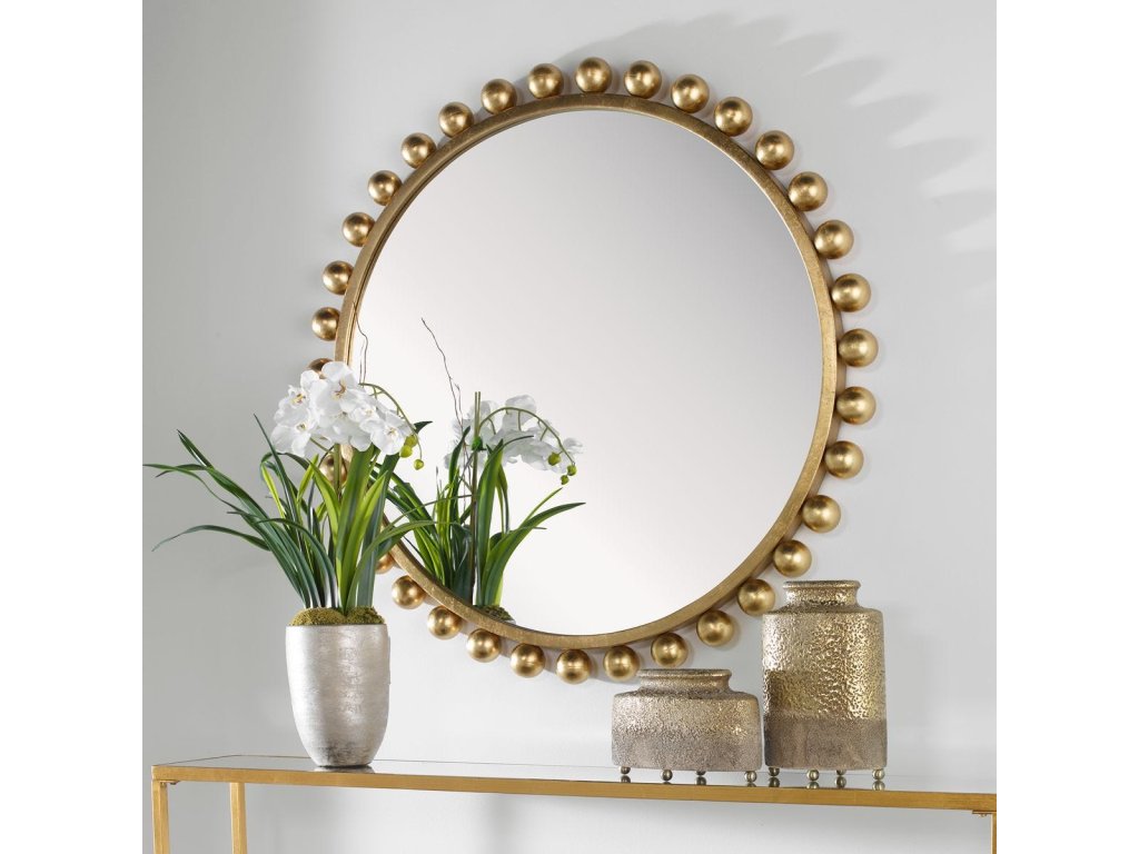 Cyra Round Mirror, Gold - image 1