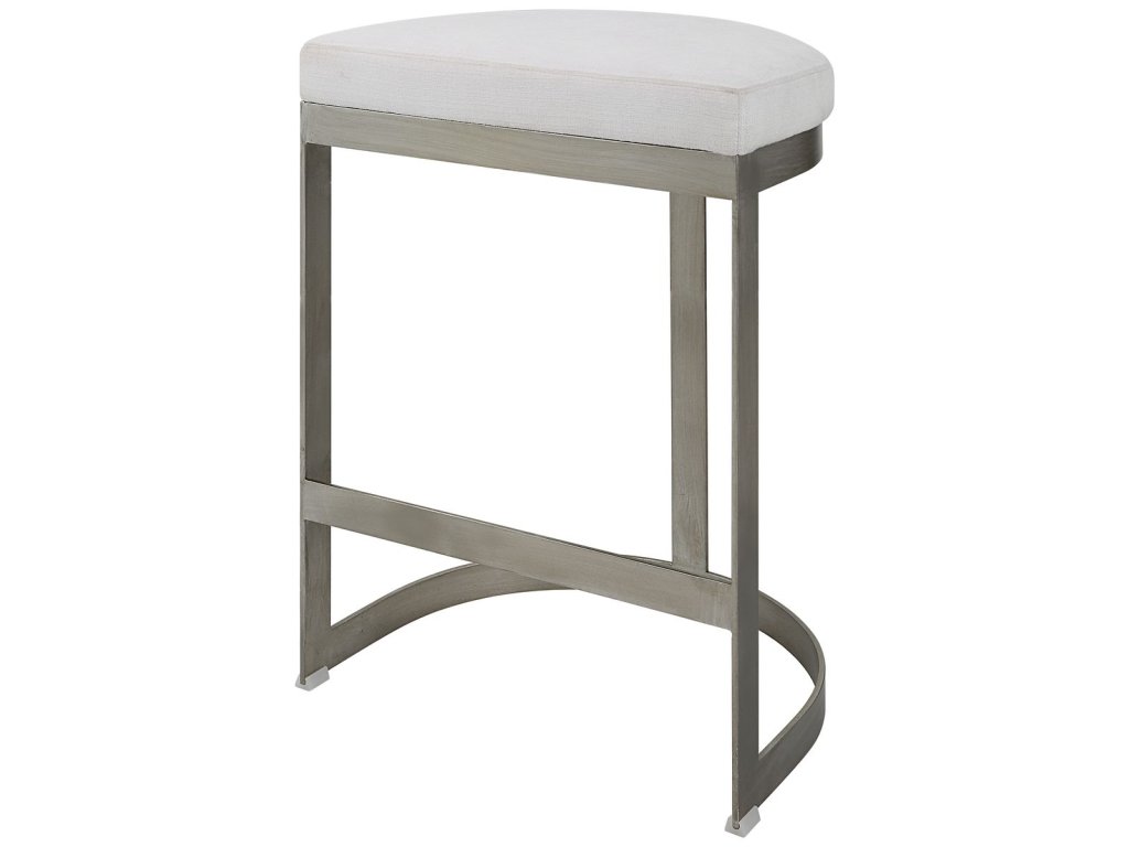 Ivanna Counter Stool, Silver - White - image 3