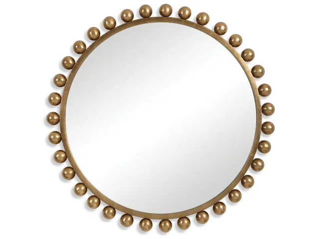 Cyra Round Mirror, Gold