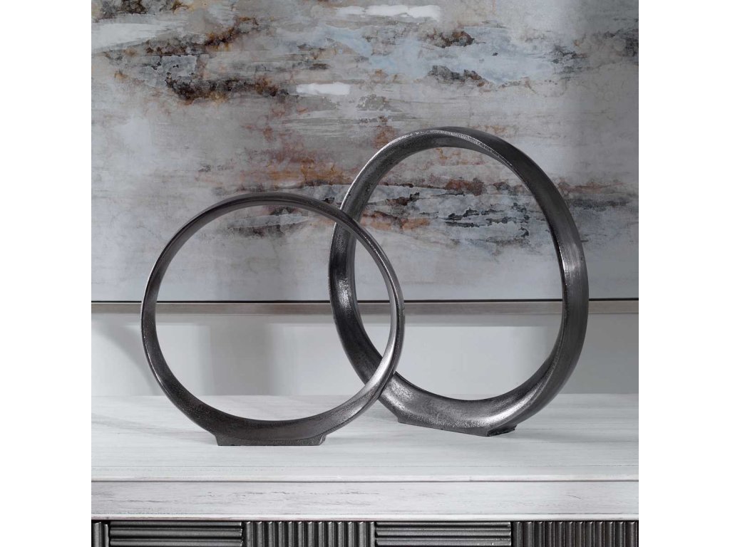Orbits Ring Sculptures, Black Nickel, S/2 - image 4