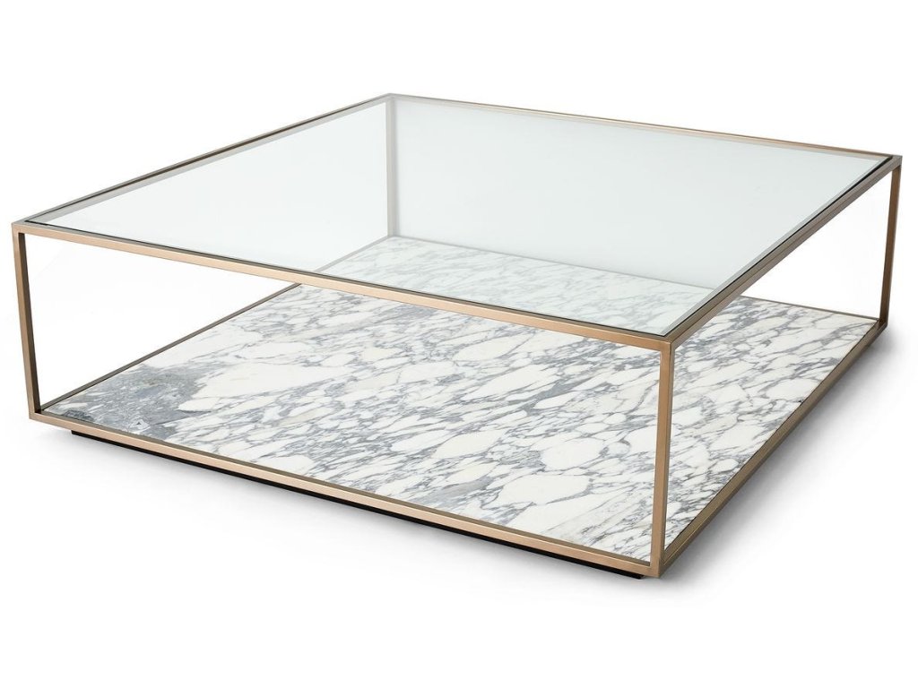 Floating Plane Coffee Table - Marble/Brass, 2 Cartons - main image