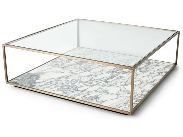 Floating Plane Coffee Table - Marble/Brass, 2 Cartons