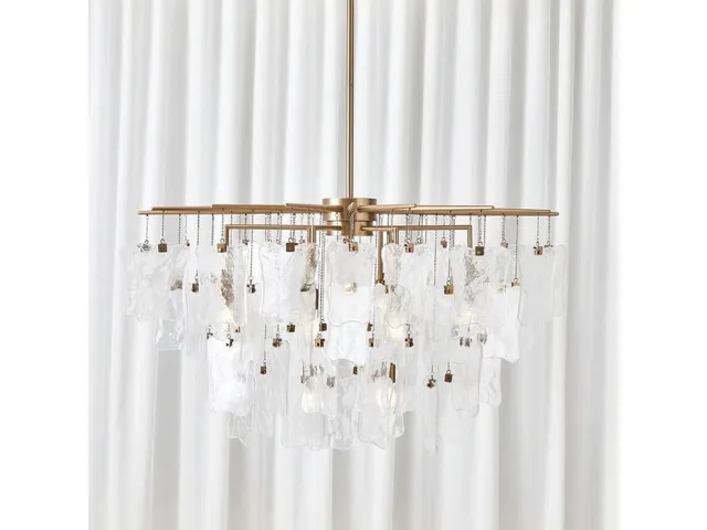 Seeded Shield, 8 Lt Chandelier - Clear