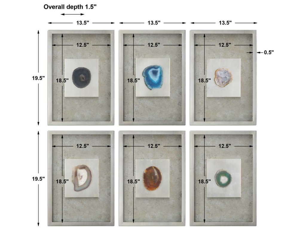 Agate Stone Silver Shadow Box, S/6 - image 2
