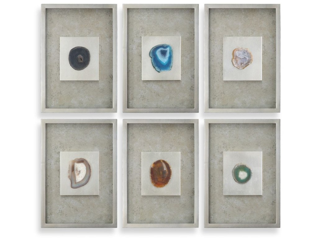 Agate Stone Silver Shadow Box, S/6 - main image
